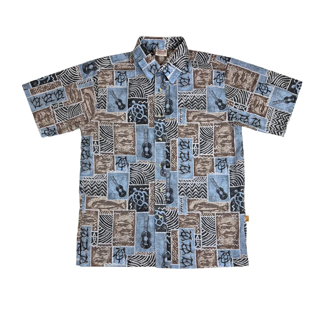 Go Barefoot Ukulele Tapa Men's Aloha Shirt