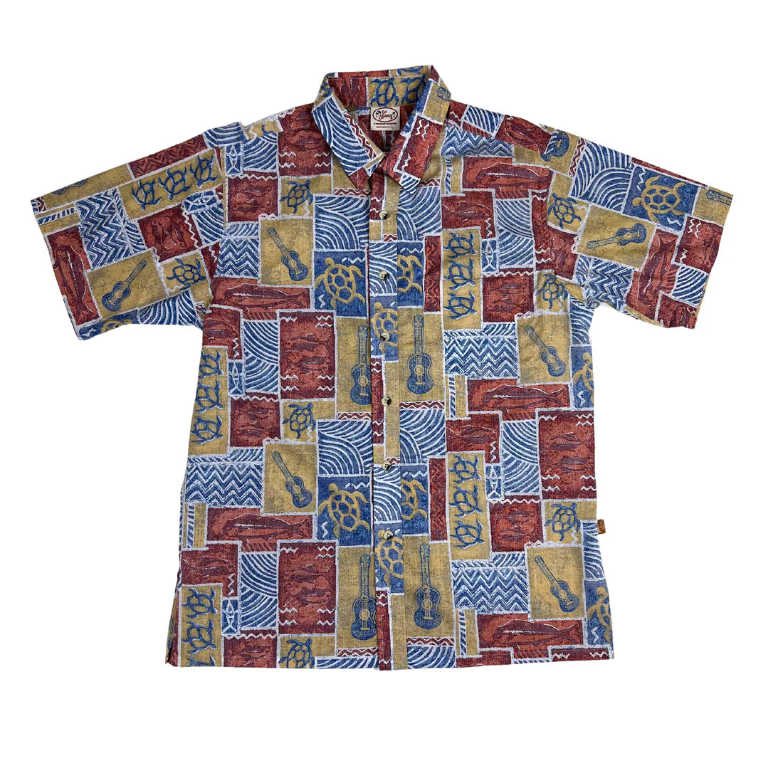 Go Barefoot Ukulele Tapa Men's Aloha Shirt